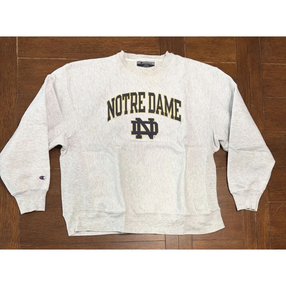 Vintage 90s Notre Dame Men’s Size Champion Reverse Grey Weave Crewneck